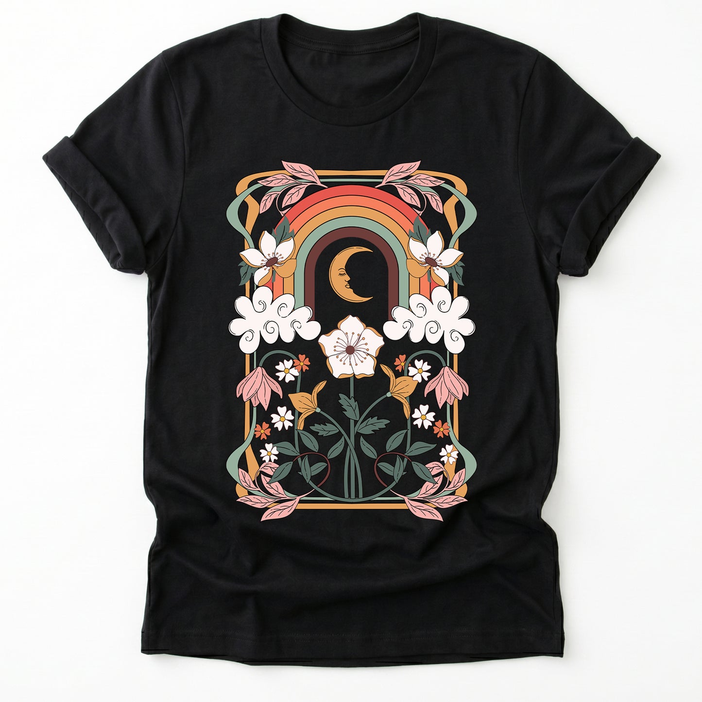 Rainbow Floral Nouveau Classic T-Shirt