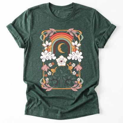 Rainbow Floral Nouveau Classic T-Shirt