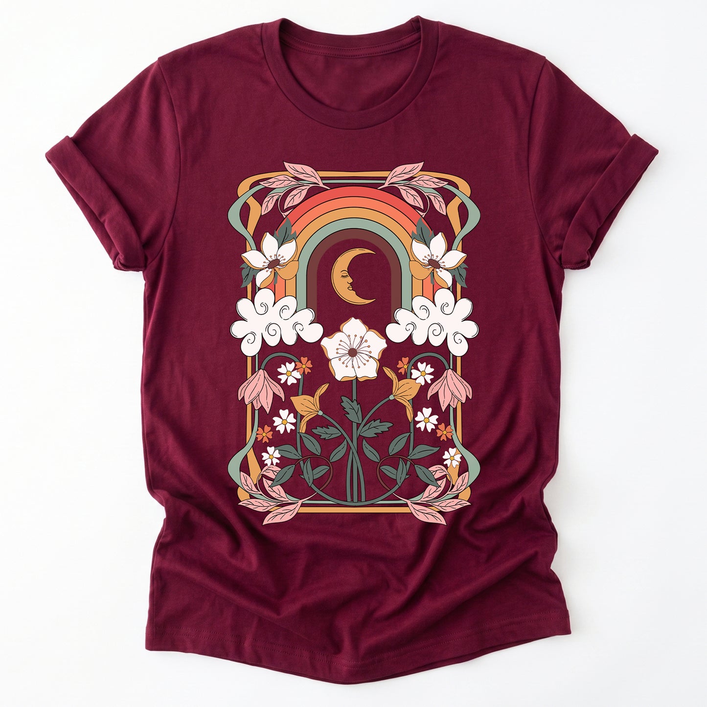 Rainbow Floral Nouveau Classic T-Shirt