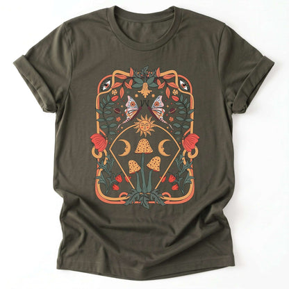 Art Nouveau Mushroom Classic T-Shirt - Army