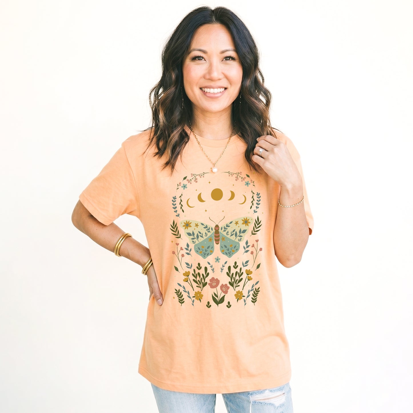 Boho Floral Butterfly Classic T-Shirt