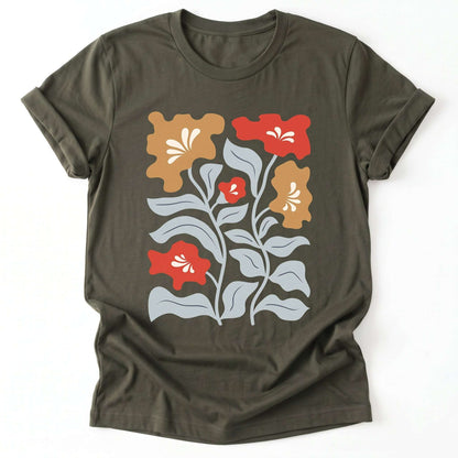 Flowers Boho Classic T-Shirt - Army
