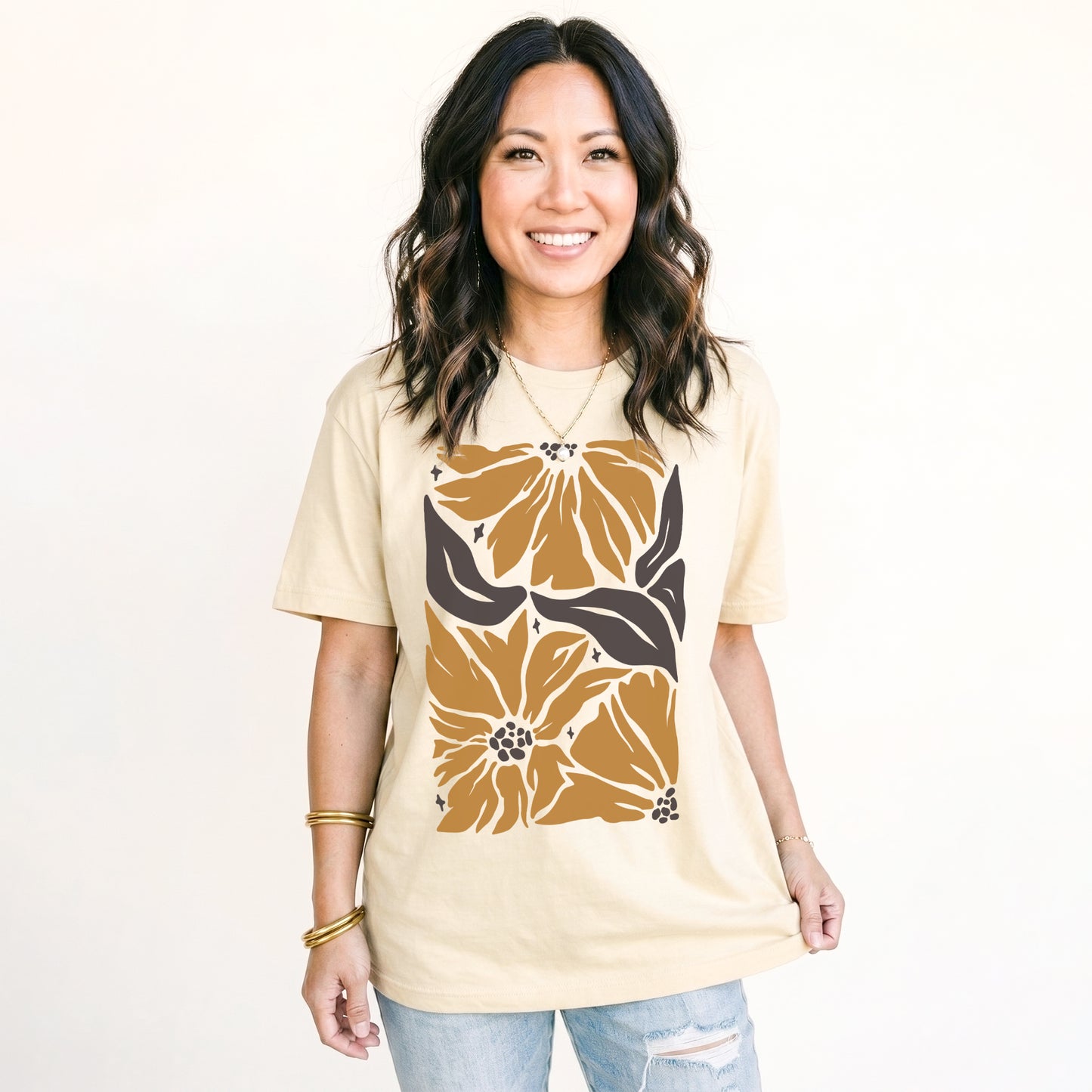 Abstract Retro Flowers Classic T-Shirt