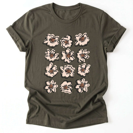 Boho Floral Classic T-Shirt - Army