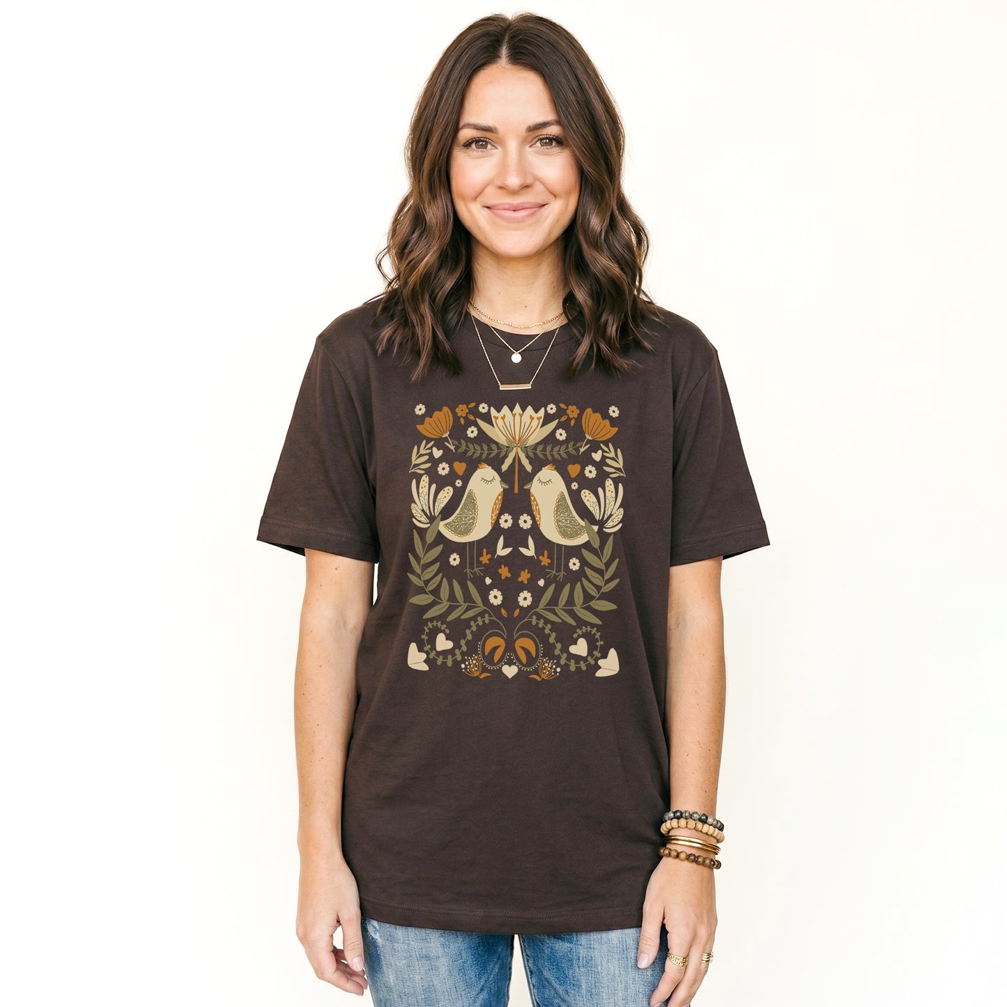 Folk Birds & Blooms Classic T-Shirt