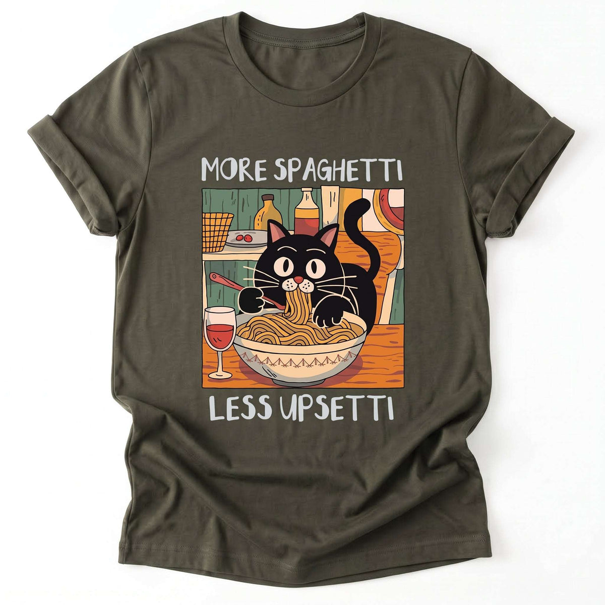 More Spaghetti Less Upsetti Classic T-Shirt - Army