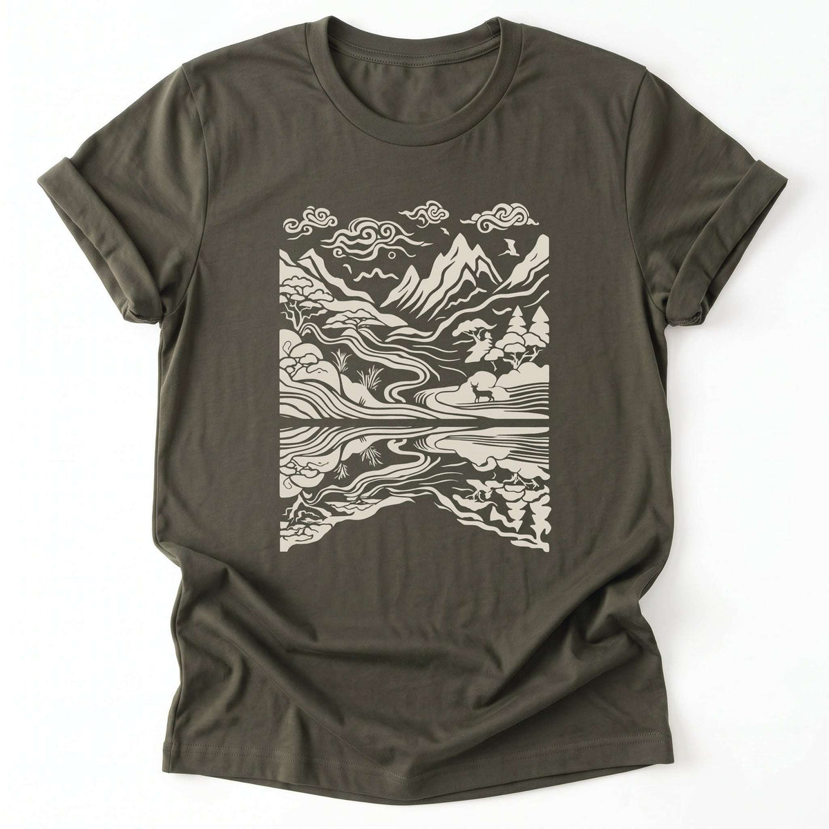 Asian Landscape Classic T-Shirt - Army