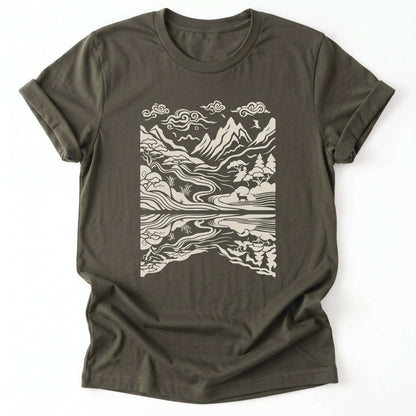 Asian Landscape Classic T-Shirt - Army
