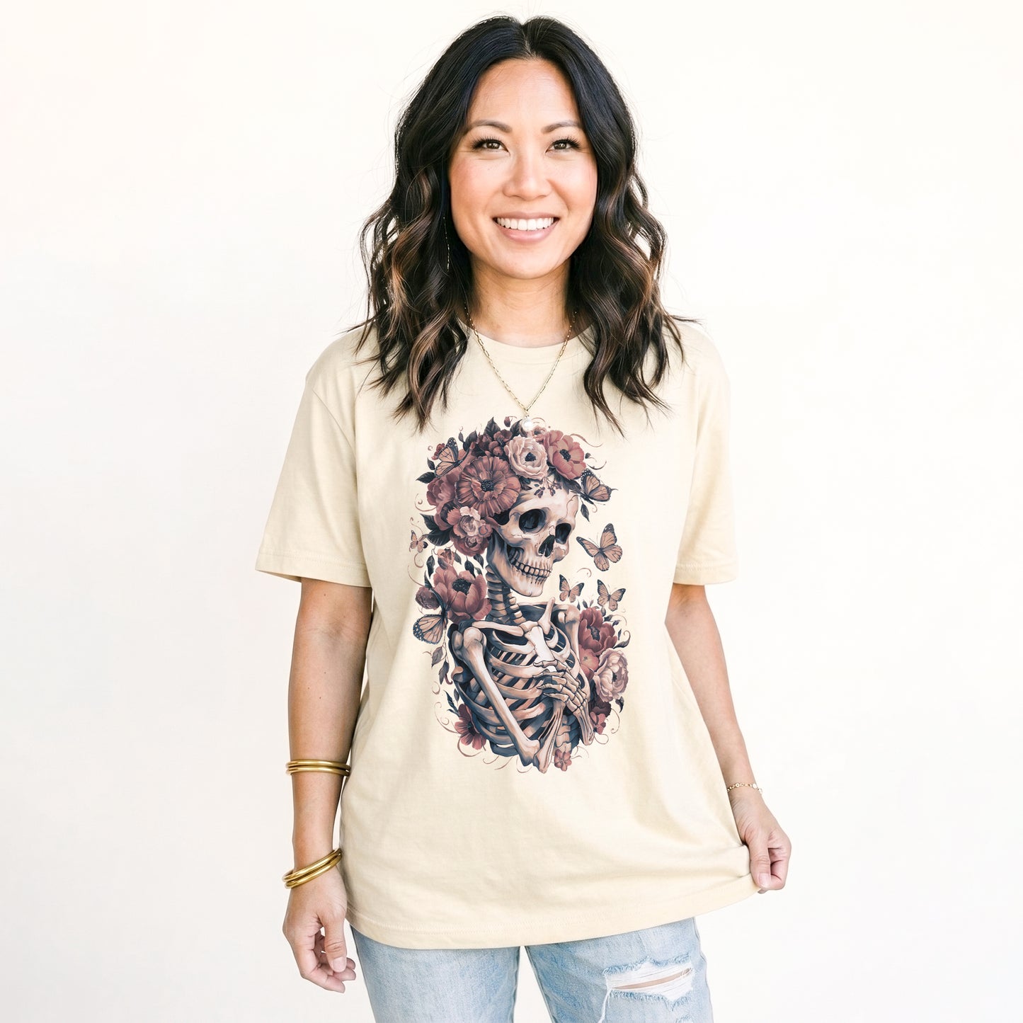 Skeleton Boho Floral Classic T-Shirt