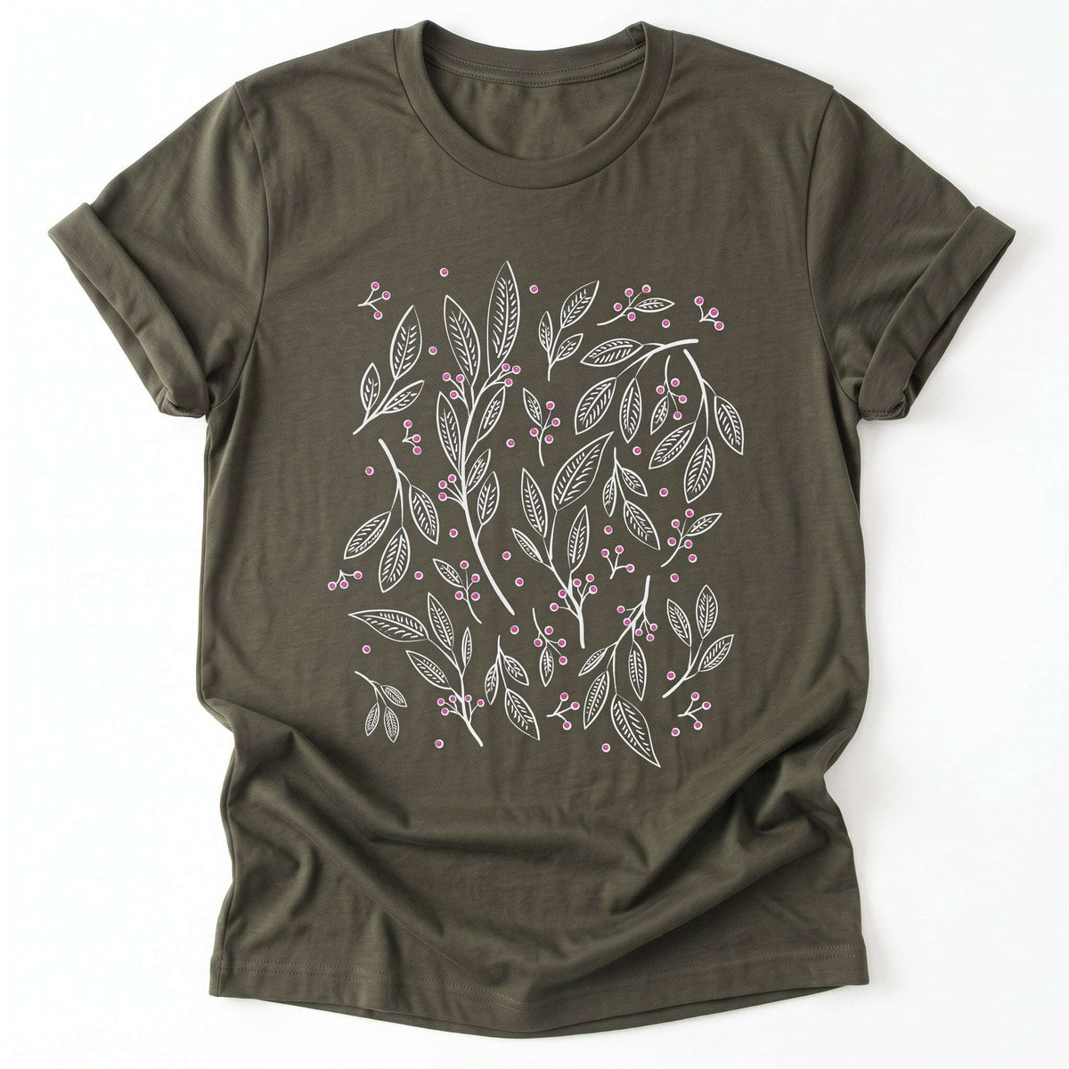 Botanical Line Art Classic T-Shirt - Army