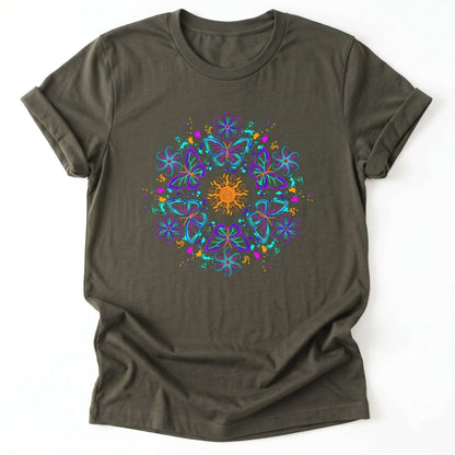 Mandala Butterflies Classic T-Shirt - Army