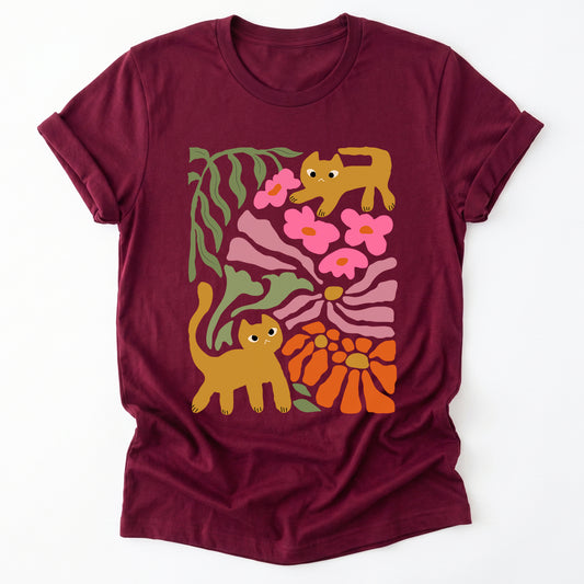Cats And Flowers Classic T-Shirt