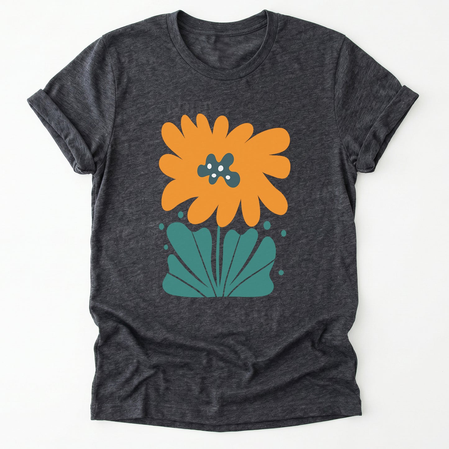 Orange Abstract Flowers Classic T-Shirt
