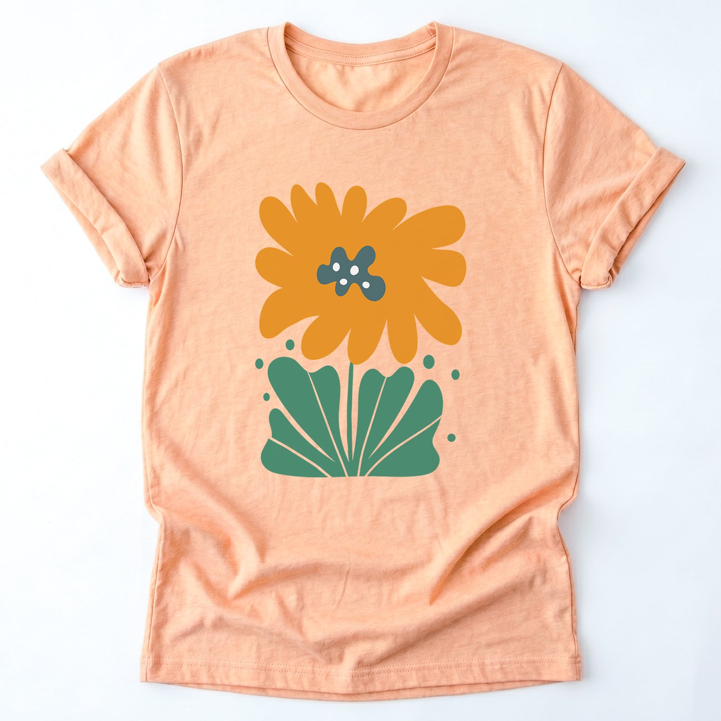 Orange Abstract Flowers Classic T-Shirt