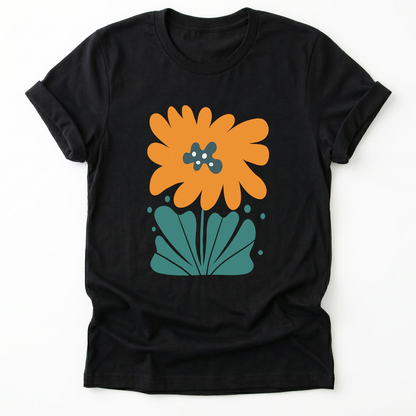 Orange Abstract Flowers Classic T-Shirt