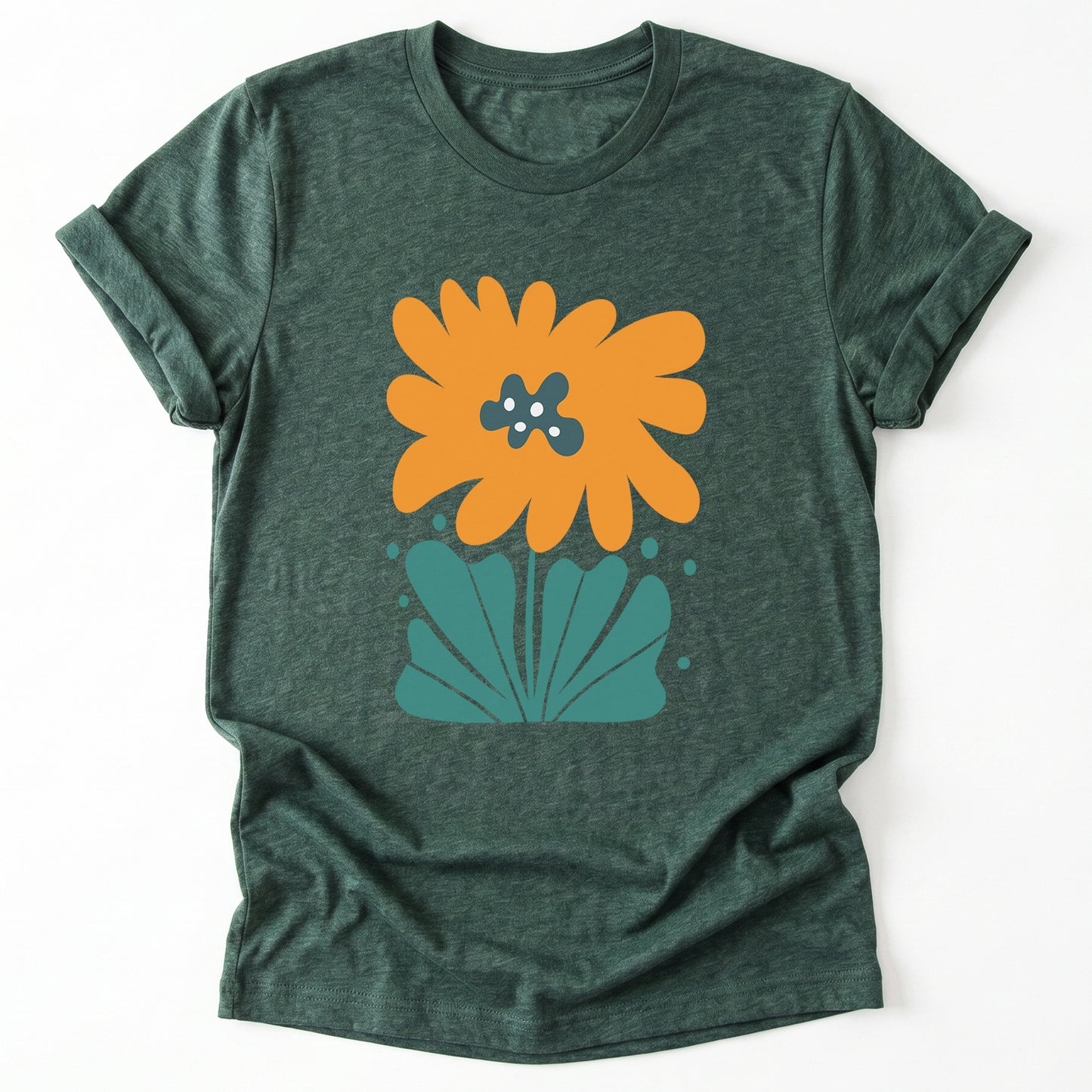 Orange Abstract Flowers Classic T-Shirt