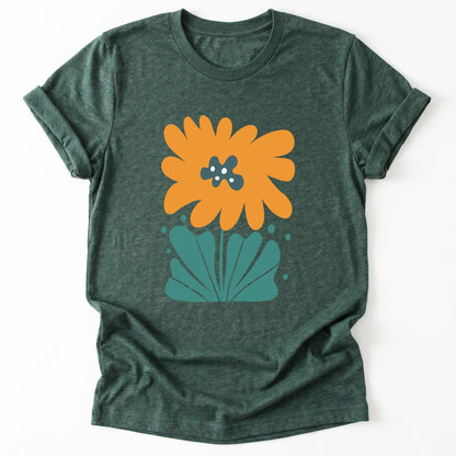 Orange Abstract Flowers Classic T-Shirt