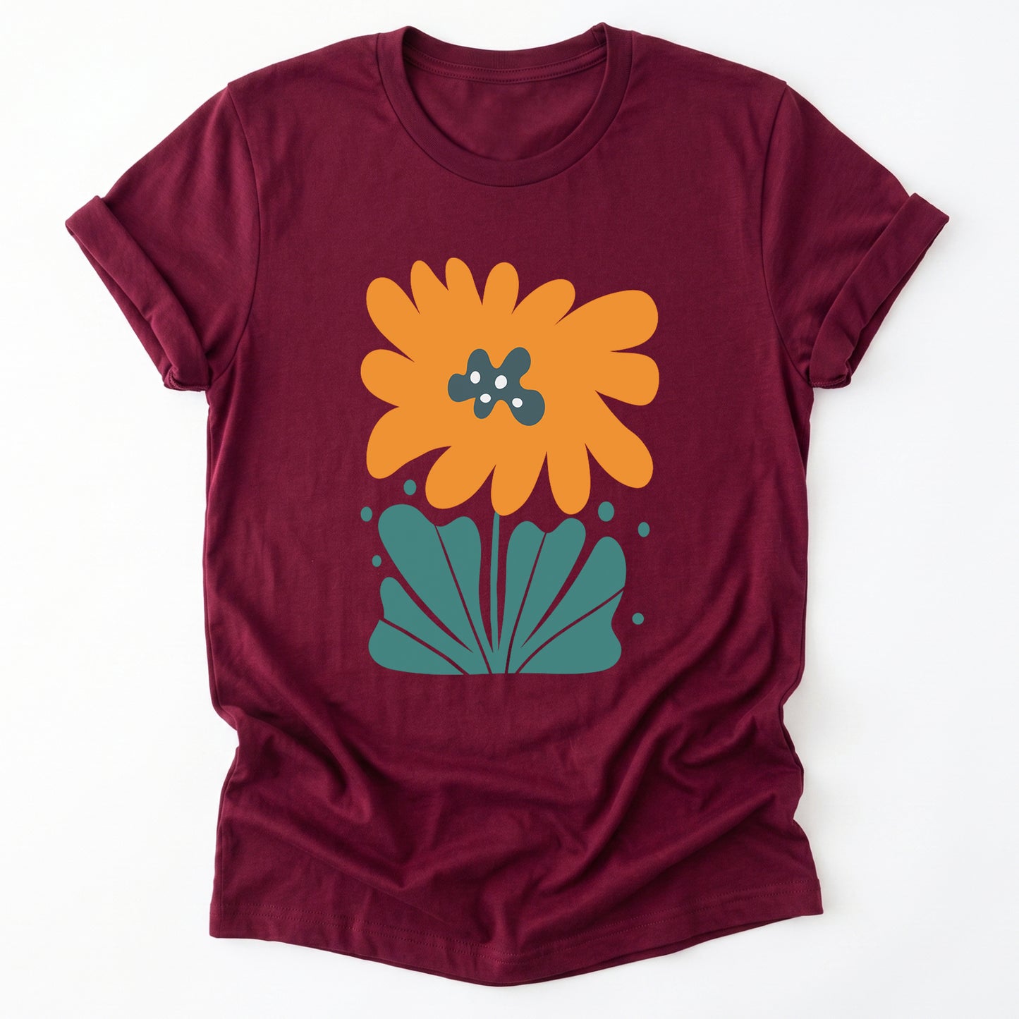 Orange Abstract Flowers Classic T-Shirt