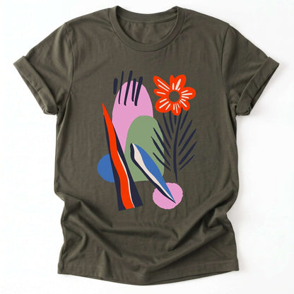 Minimal Floral Classic T-Shirt - Army