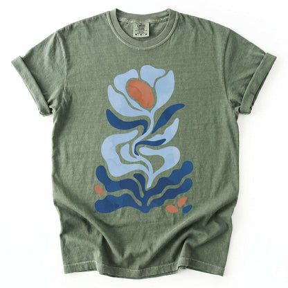 Abstract Organic Floral Vintage Washed T-Shirt