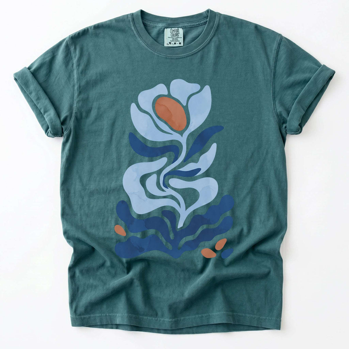 Abstract Organic Floral Vintage Washed T-Shirt