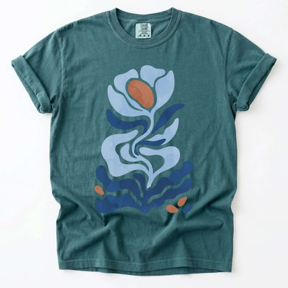 Abstract Organic Floral Vintage Washed T-Shirt