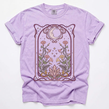 Art Nouveau Moon Crystals Vintage Washed T-Shirt