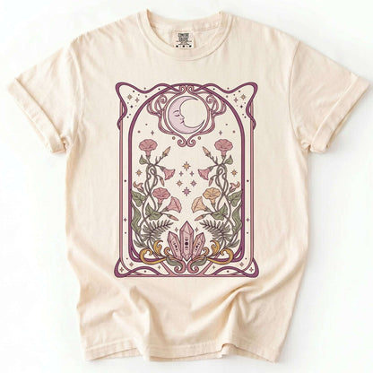 Art Nouveau Moon Crystals Vintage Washed T-Shirt