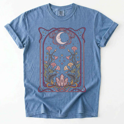 Art Nouveau Moon Crystals Vintage Washed T-Shirt