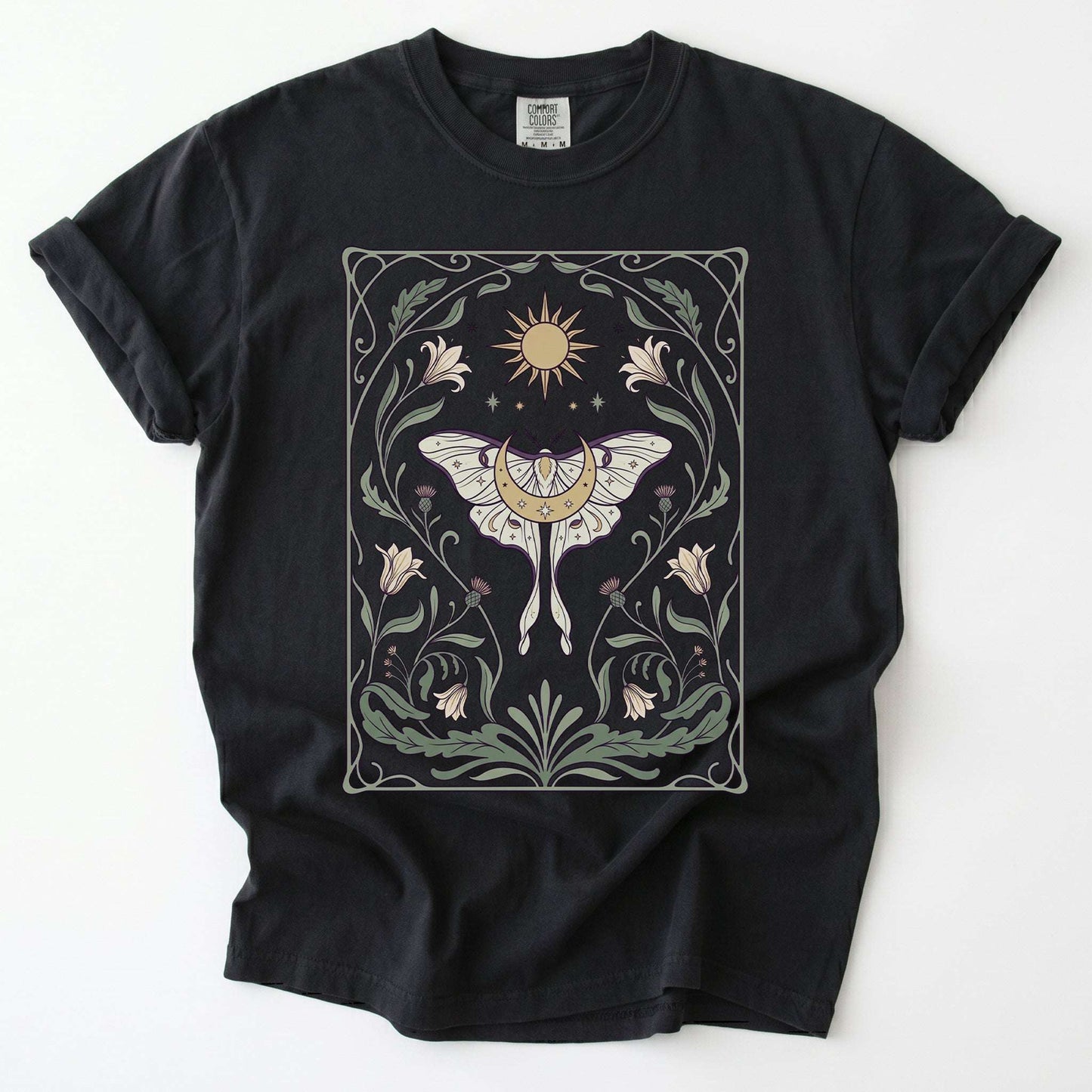 Art Nouveau Moth Vintage Washed T-Shirt