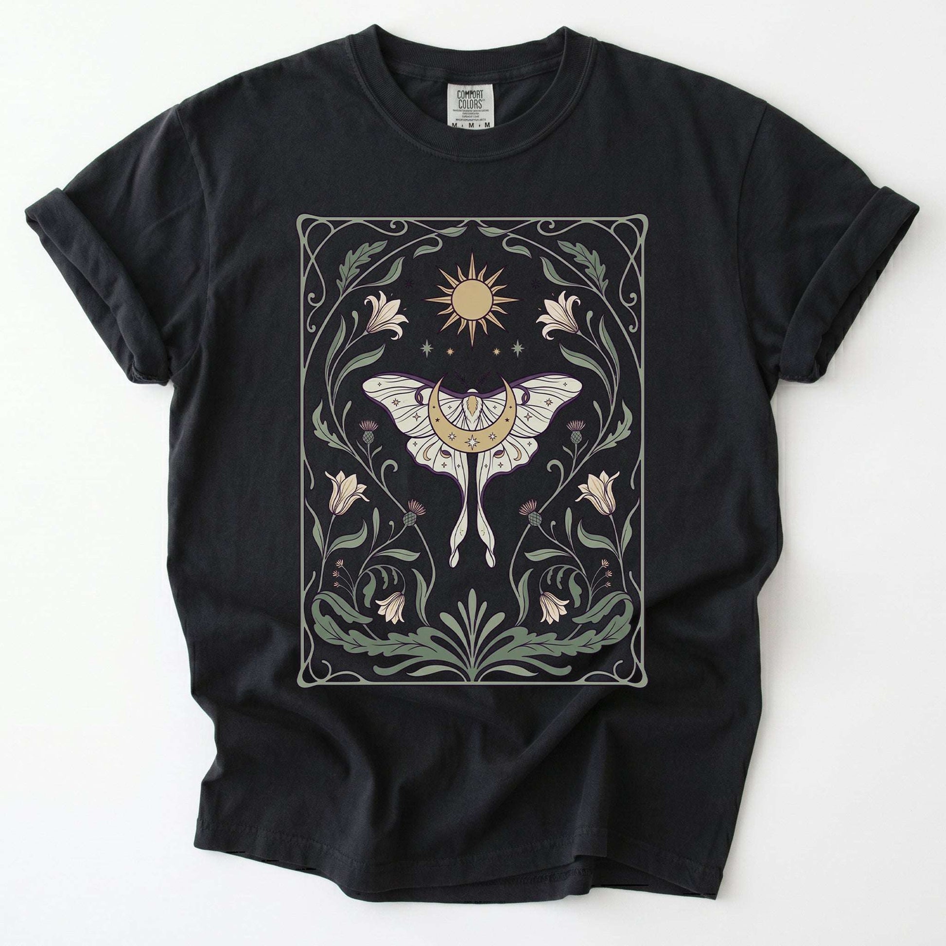 Art Nouveau Moth Vintage Washed T-Shirt