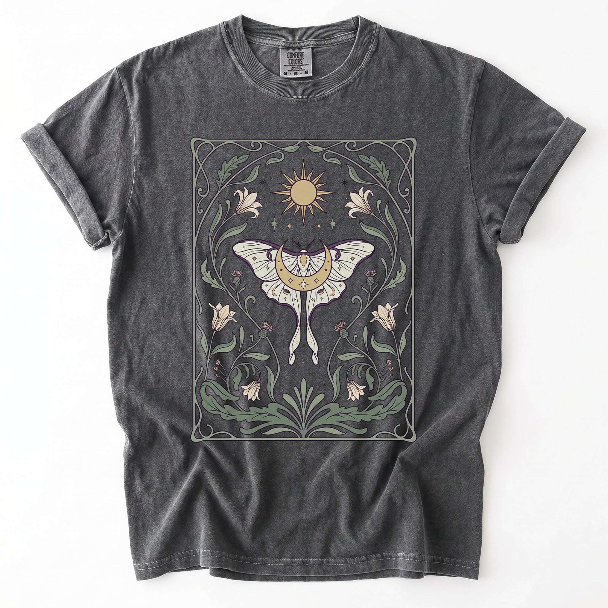 Art Nouveau Moth Vintage Washed T-Shirt
