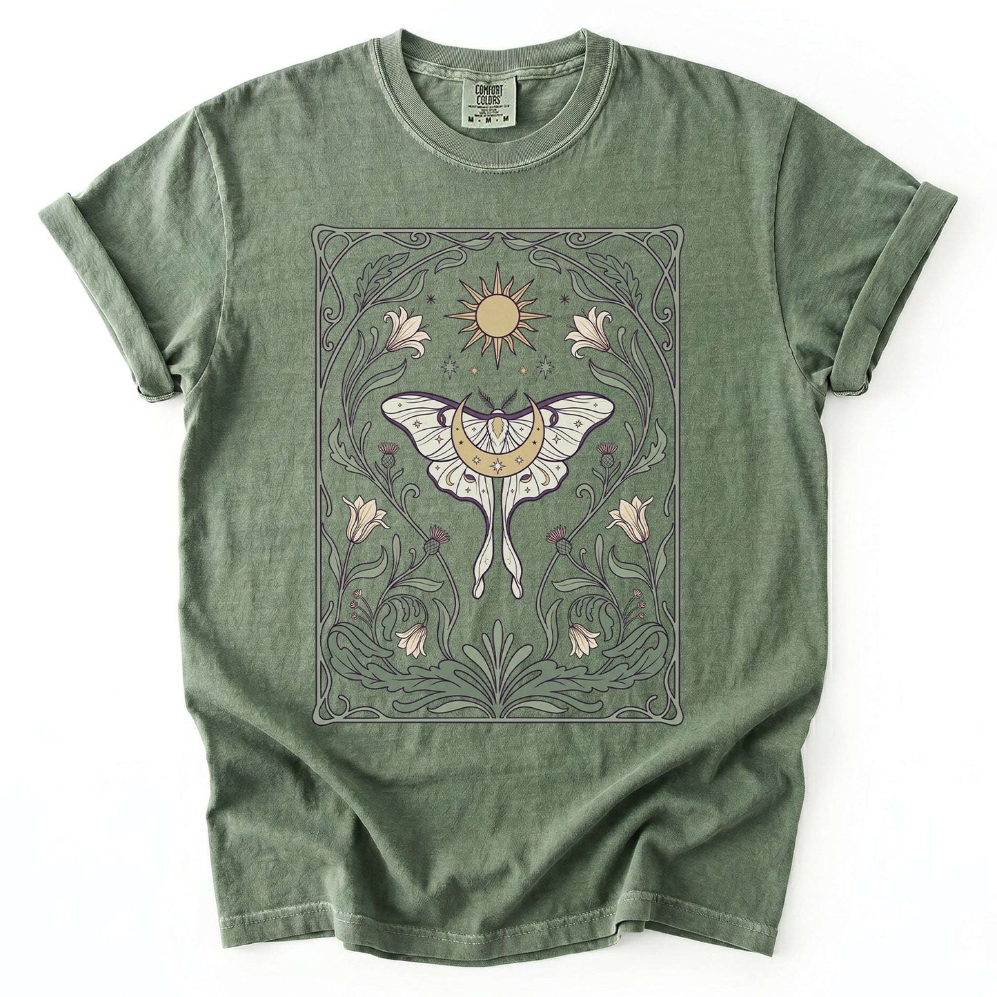 Art Nouveau Moth Vintage Washed T-Shirt