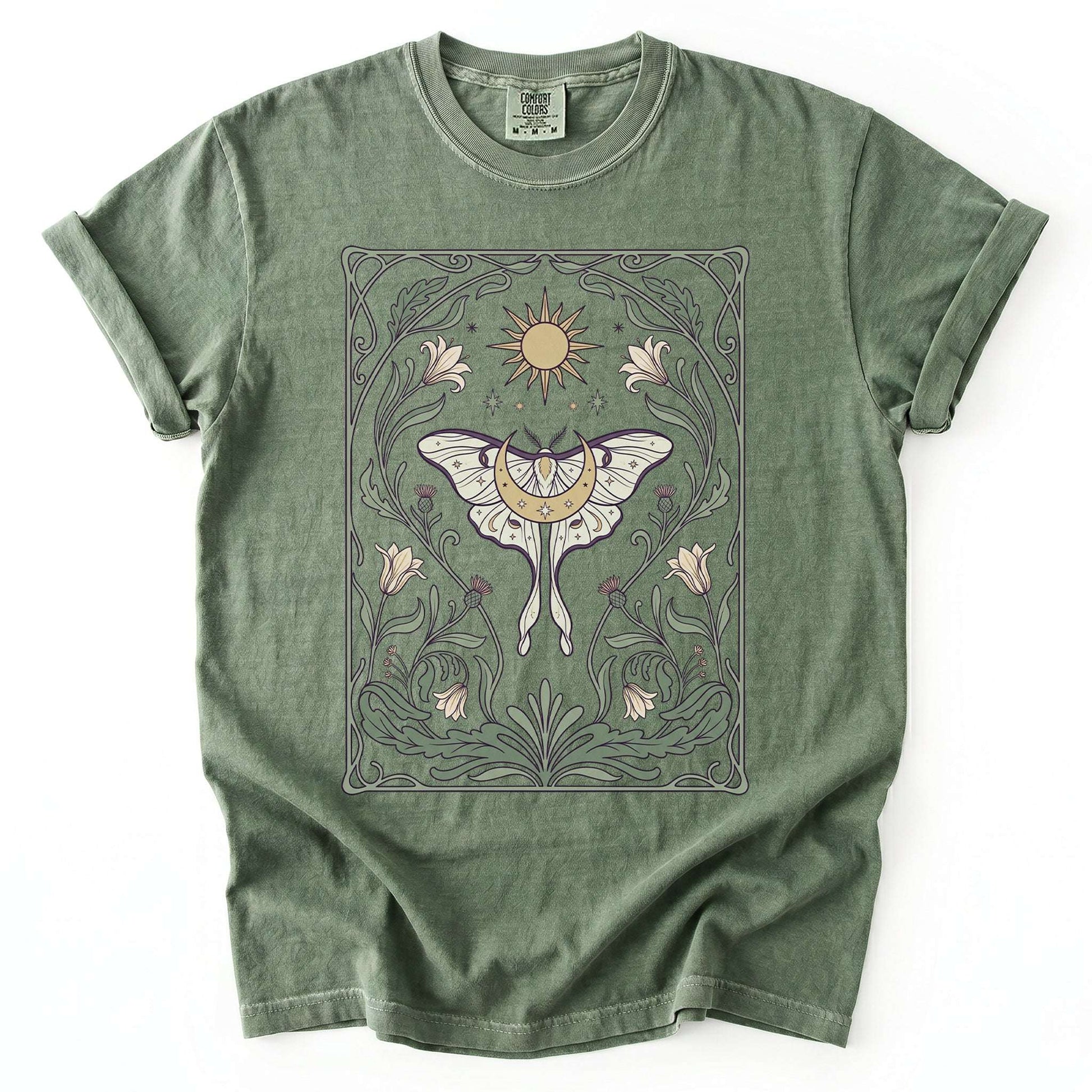 Art Nouveau Moth Vintage Washed T-Shirt