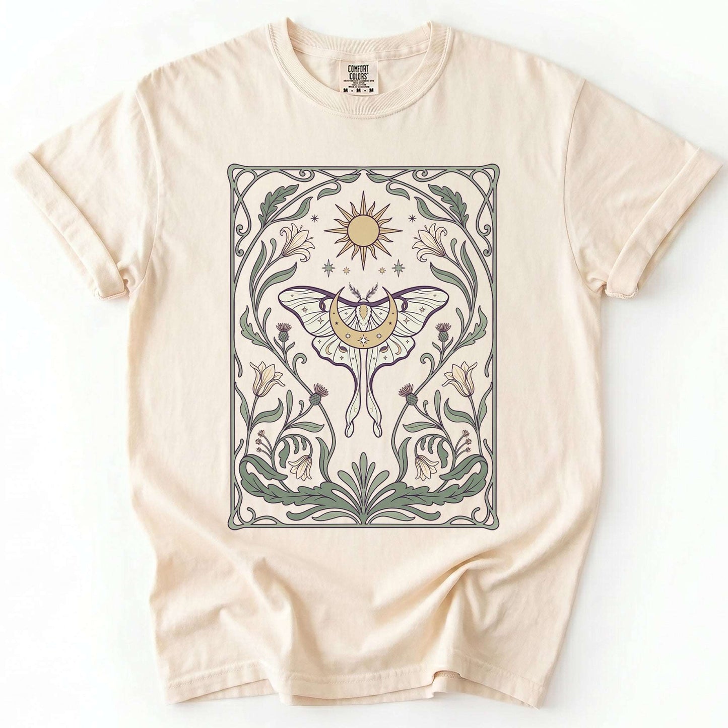 Art Nouveau Moth Vintage Washed T-Shirt