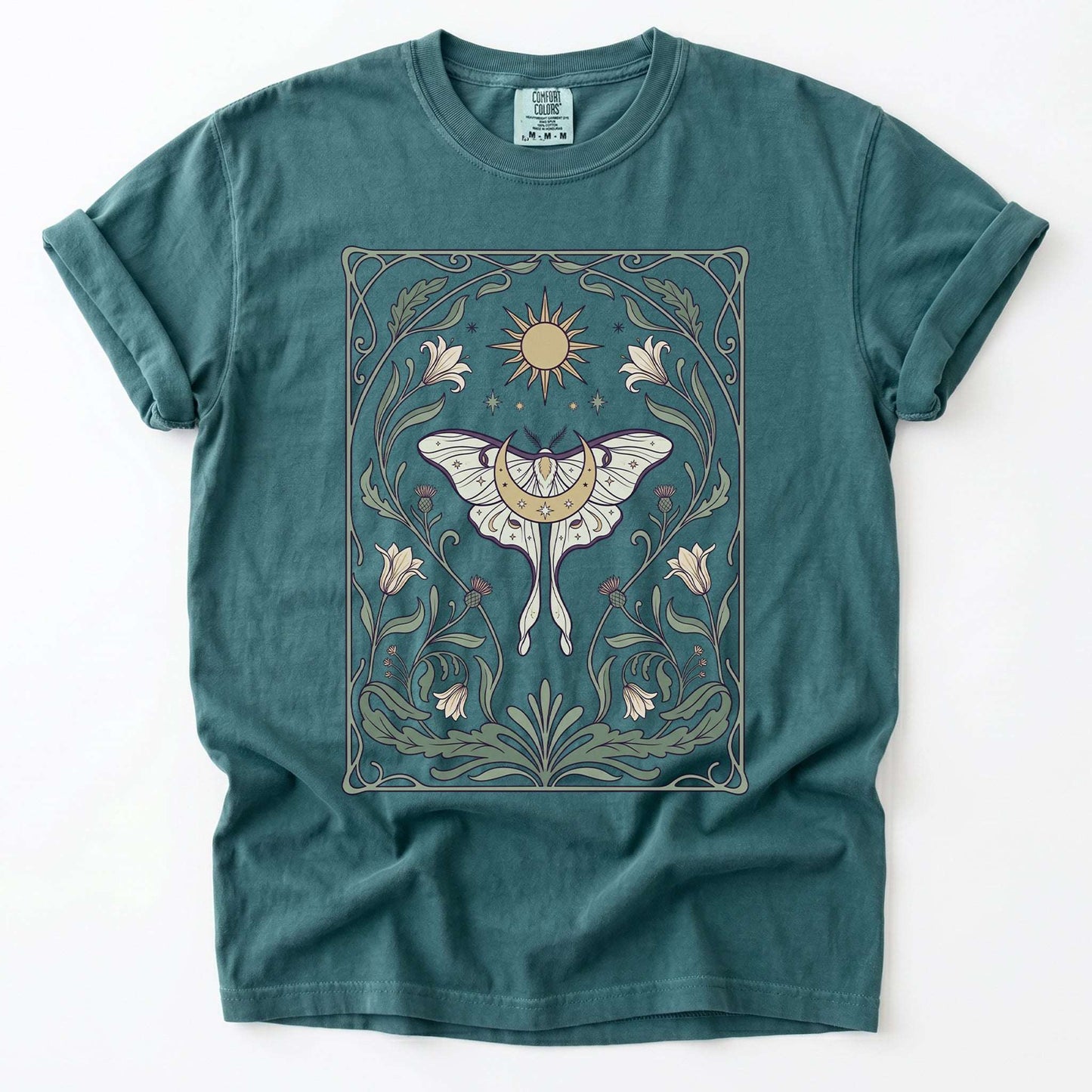 Art Nouveau Moth Vintage Washed T-Shirt