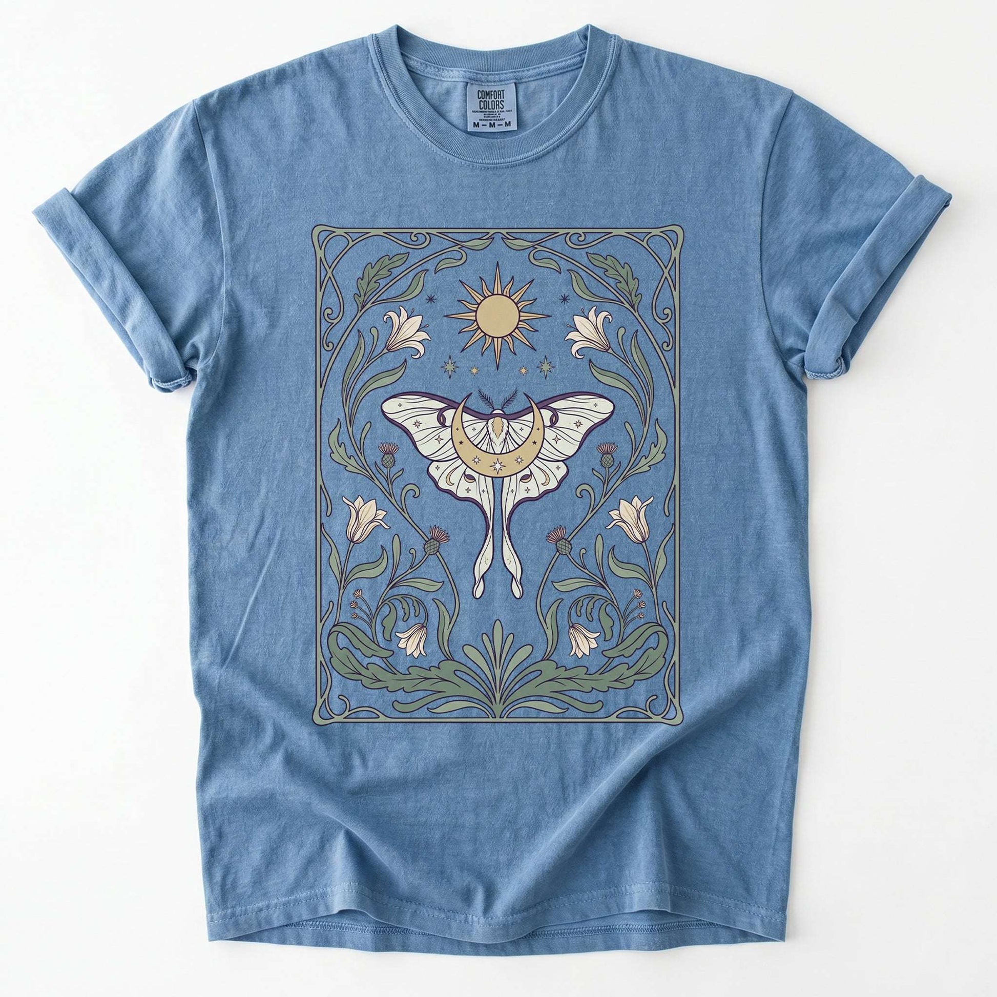 Art Nouveau Moth Vintage Washed T-Shirt