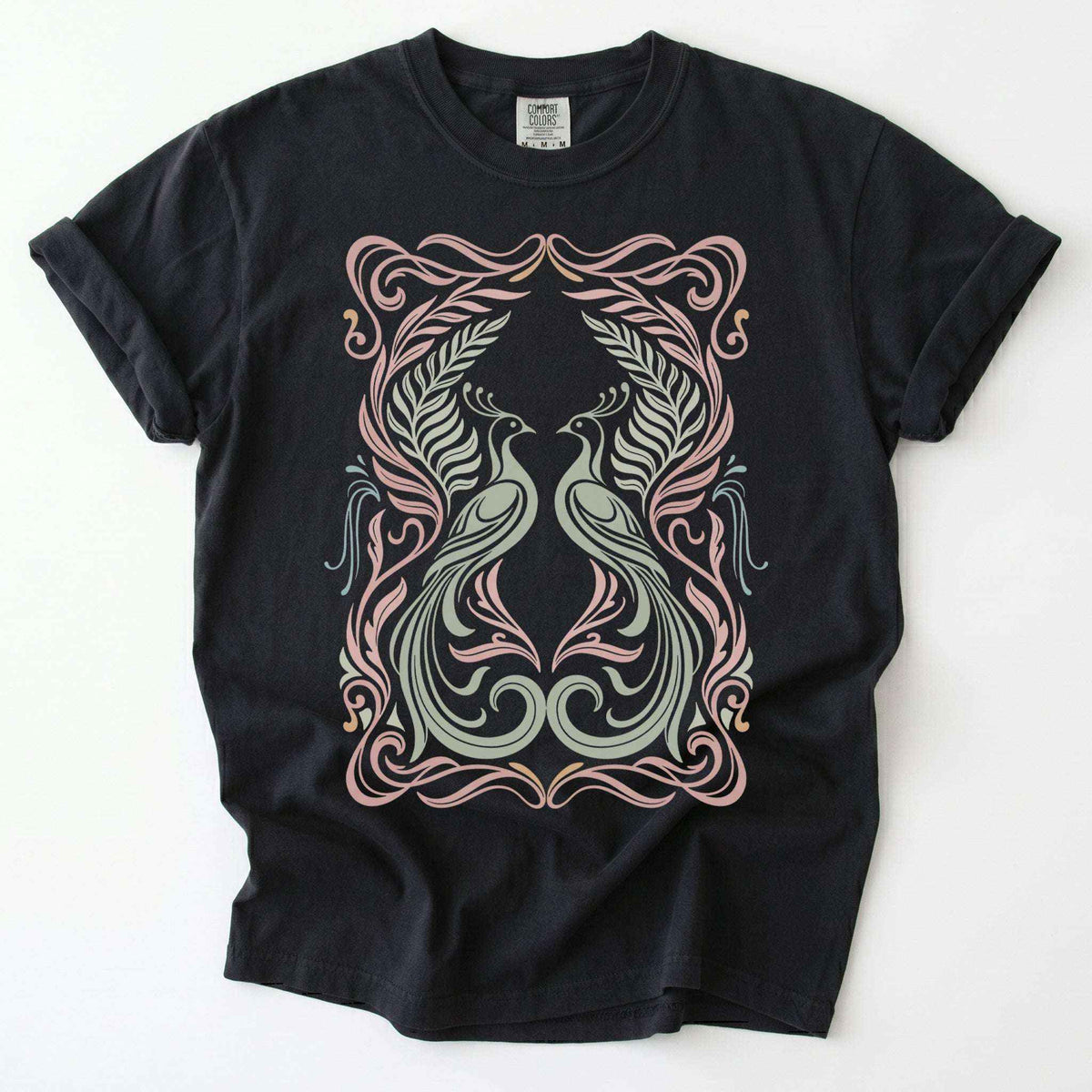 Art Nouveau Peacock Vintage Washed T-Shirt