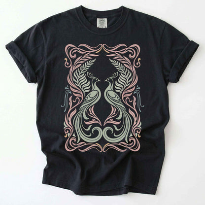Art Nouveau Peacock Vintage Washed T-Shirt