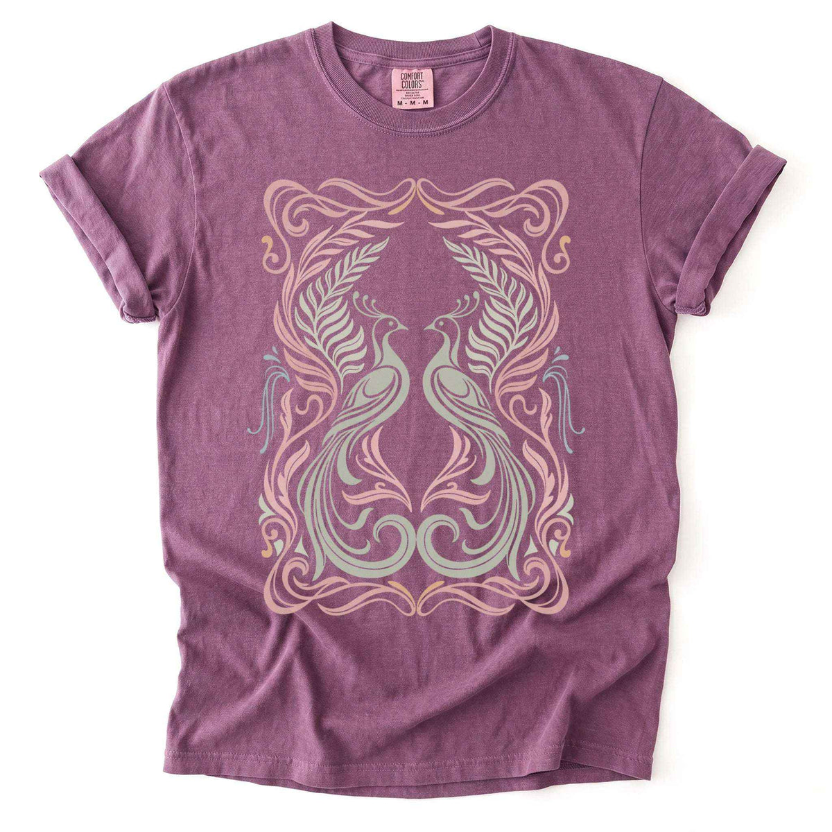 Art Nouveau Peacock Vintage Washed T-Shirt