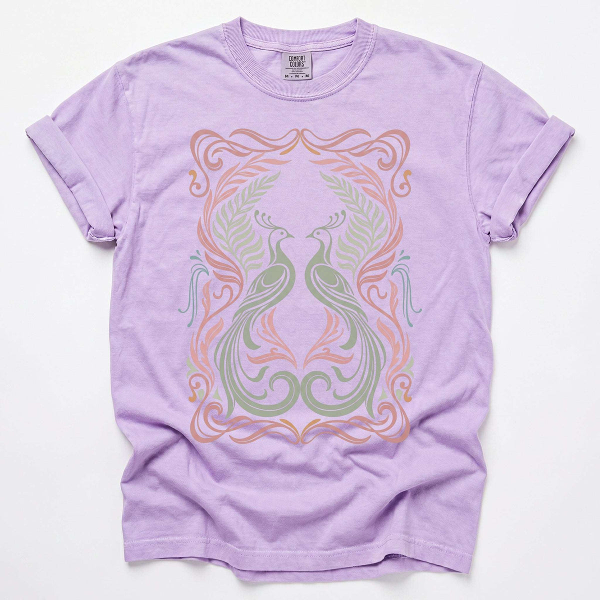 Art Nouveau Peacock Vintage Washed T-Shirt