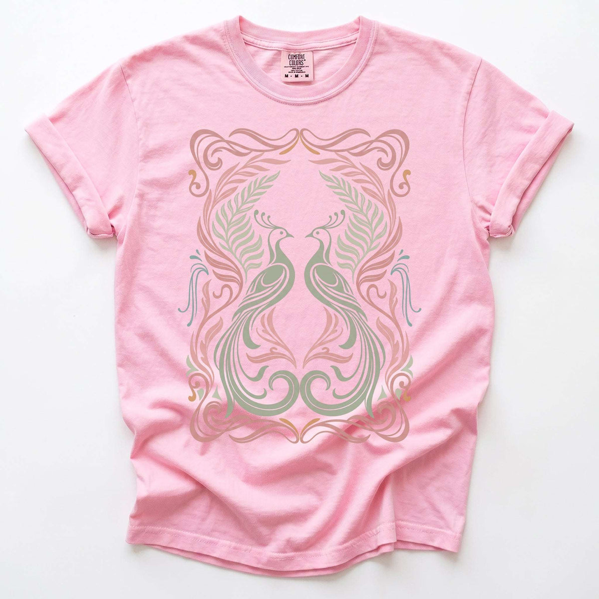 Art Nouveau Peacock Vintage Washed T-Shirt