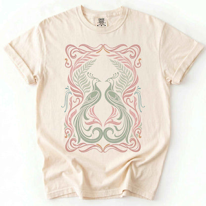 Art Nouveau Peacock Vintage Washed T-Shirt