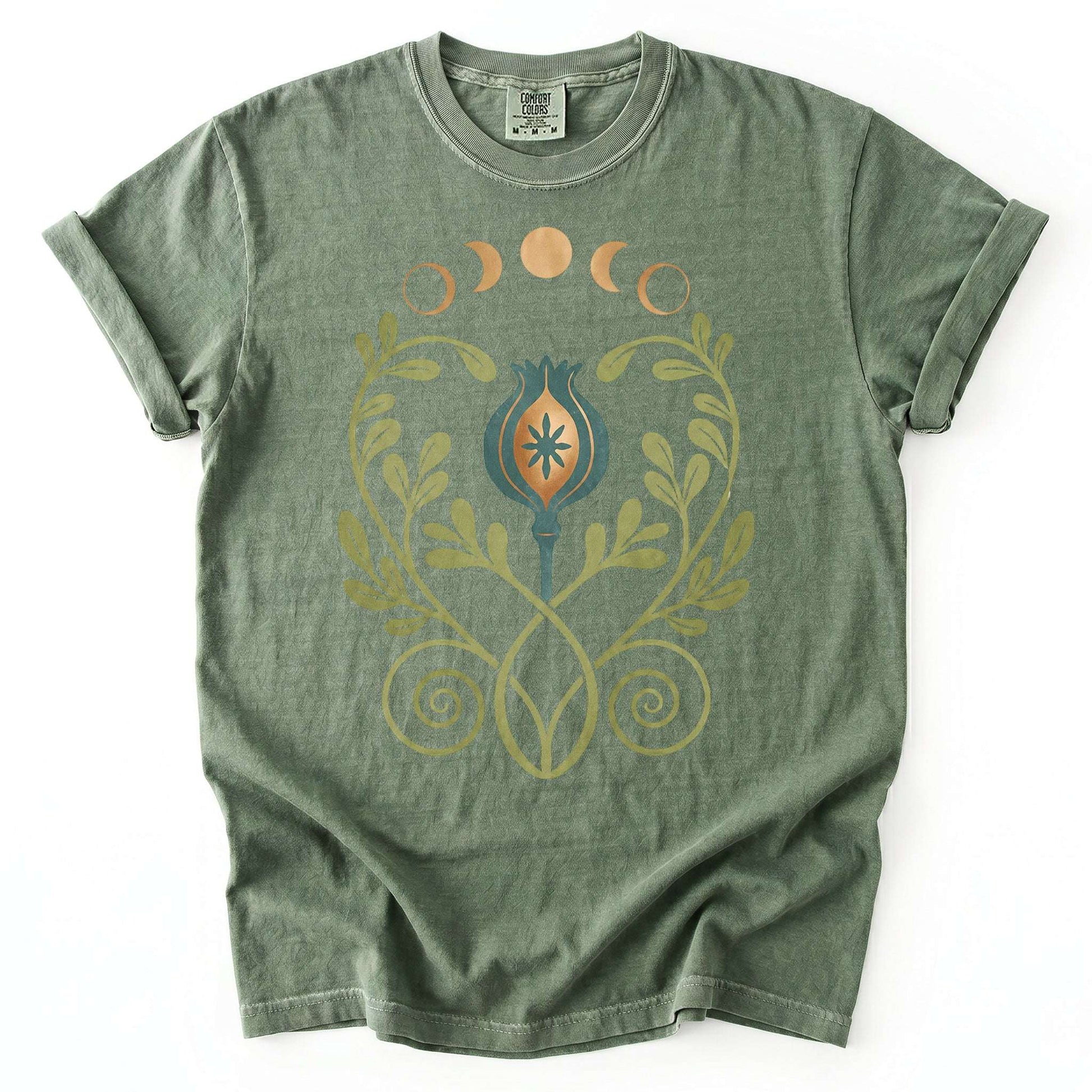 Art Nouveau Celestial Poppy Pod Vintage Washed T-Shirt