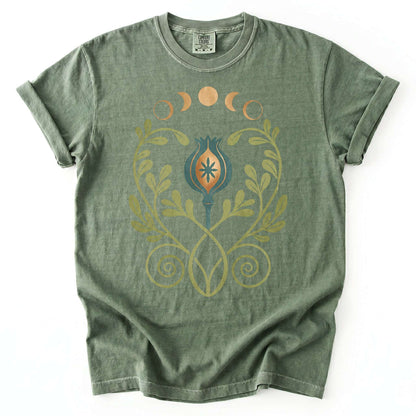 Art Nouveau Celestial Poppy Pod Vintage Washed T-Shirt