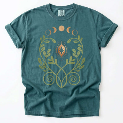 Art Nouveau Celestial Poppy Pod Vintage Washed T-Shirt