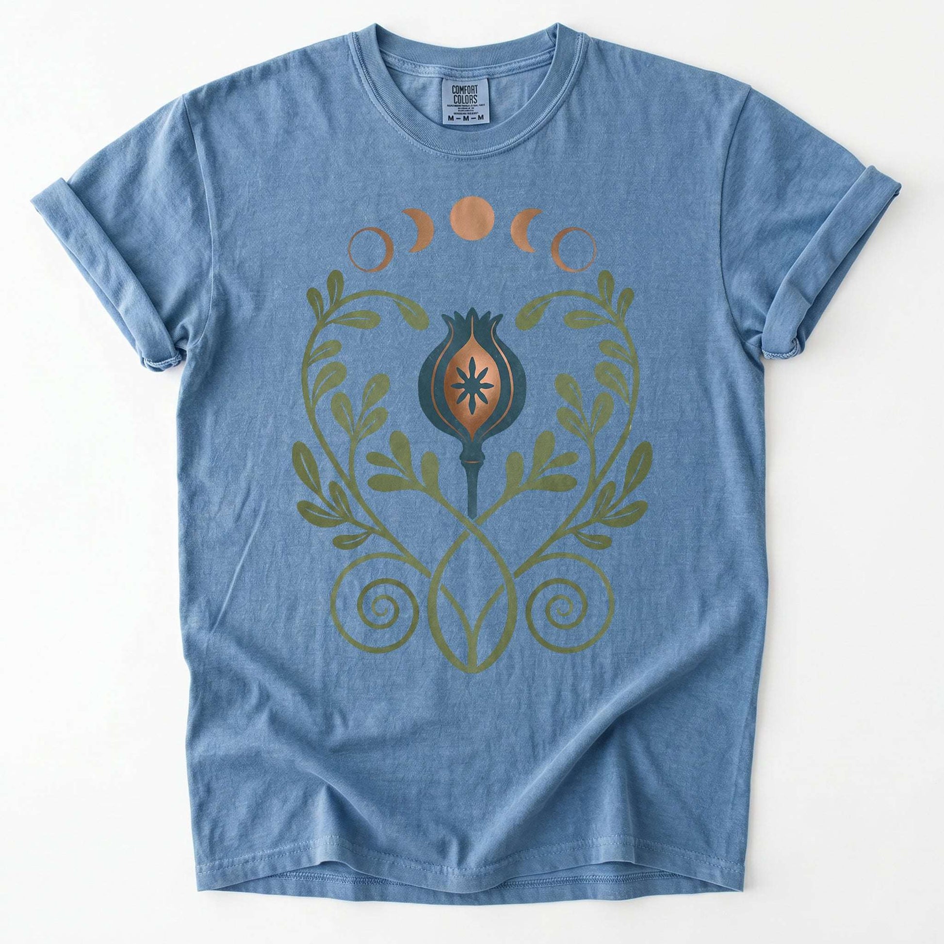 Art Nouveau Celestial Poppy Pod Vintage Washed T-Shirt