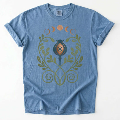 Art Nouveau Celestial Poppy Pod Vintage Washed T-Shirt