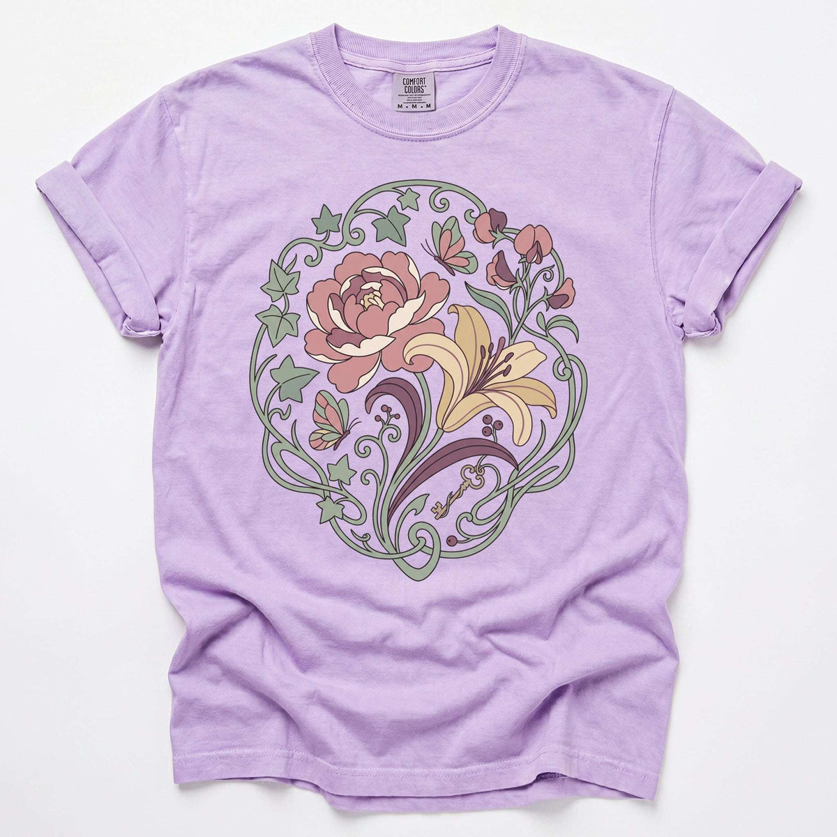 Art Nouveau Secret Garden Vintage Washed T-Shirt