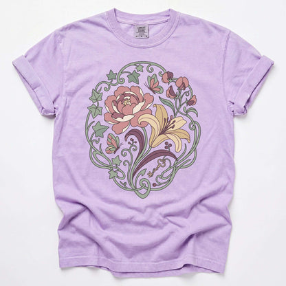 Art Nouveau Secret Garden Vintage Washed T-Shirt